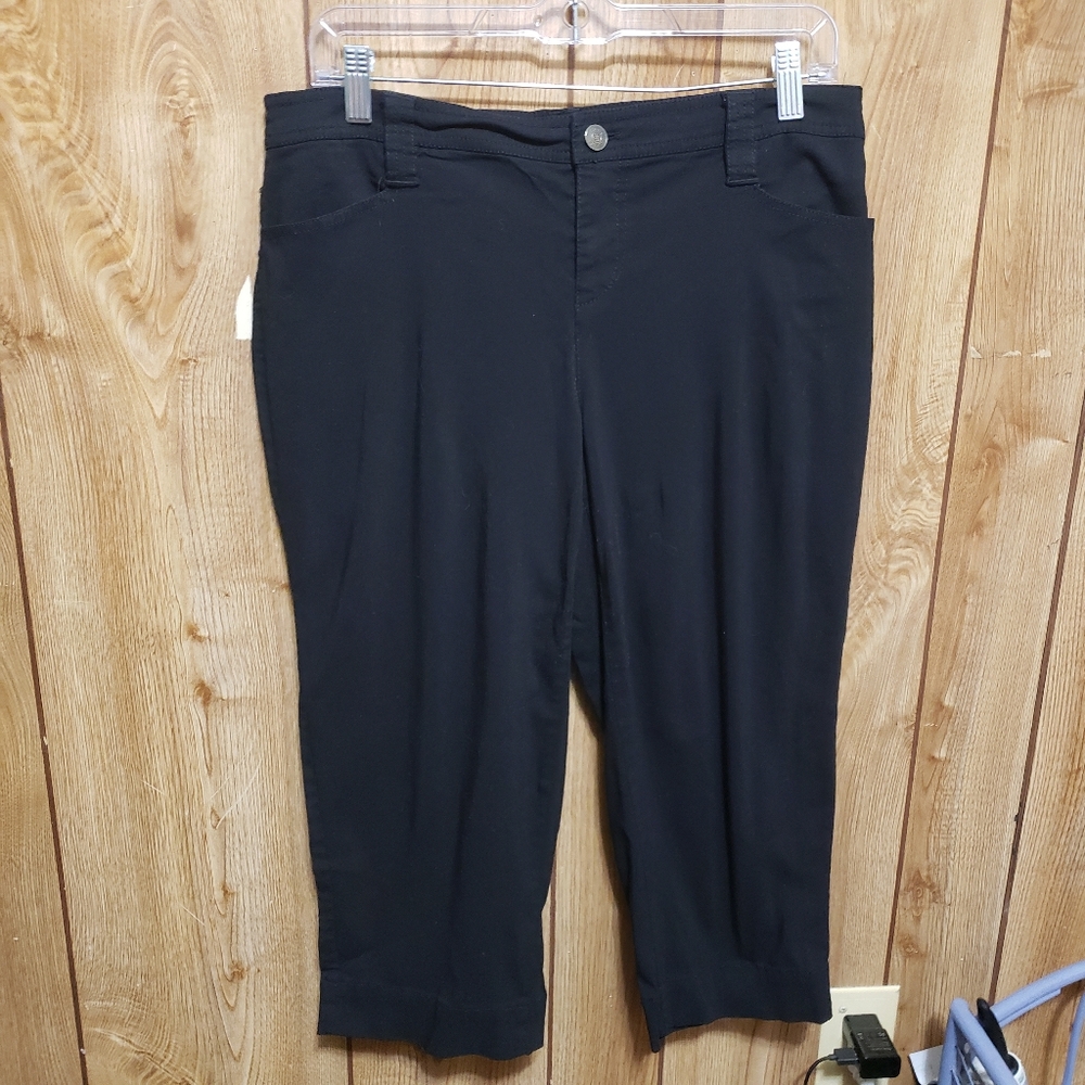 Nicole By Nicole Miller 10 Pants Capri Black Stretch, Front And Back Pockets